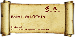 Baksi Valéria névjegykártya